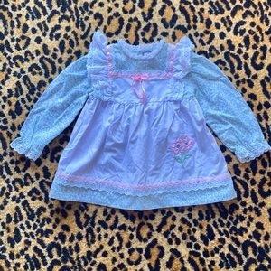 Vintage Nanas Pet floral print embroidered long sleeve tie long sleeve dress